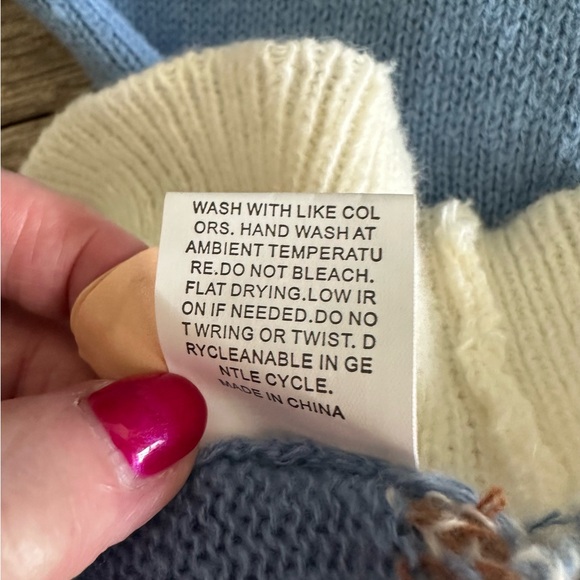 Blue and Brown Fair Isle oversized  Women's Sweater, size small - Picture 7 of 8